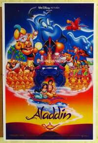 y021 ALADDIN entire cast style one-sheet movie poster '92 Disney cartoon!