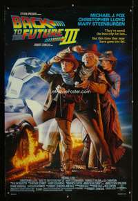 y047 BACK TO THE FUTURE III DS one-sheet movie poster '90 Drew Struzan art!