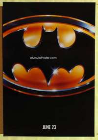 y057 BATMAN teaser one-sheet movie poster '89 Tim Burton, bat logo image!
