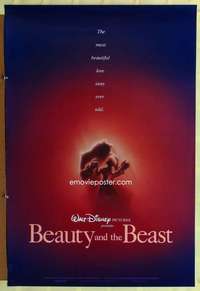 y065 BEAUTY & THE BEAST DS one-sheet movie poster '91 Walt Disney classic!