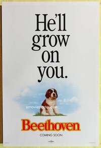 y066 BEETHOVEN teaser one-sheet movie poster '92 St. Bernard puppy image!