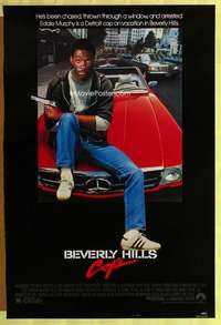 y069 BEVERLY HILLS COP one-sheet movie poster '84 Eddie Murphy on Mercedes!