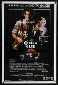 y121 COTTON CLUB video one-sheet movie poster '84 Gere, Francis Ford Coppola