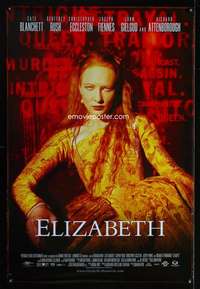 y182 ELIZABETH DS one-sheet movie poster '98 Cate Blanchett as the Queen!