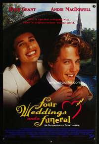 y220 FOUR WEDDINGS & A FUNERAL one-sheet movie poster '94 Hugh Grant