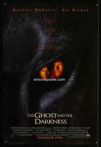 y235 GHOST & THE DARKNESS SS advance one-sheet movie poster '96 Kilmer