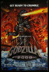 y249 GODZILLA 2000 DS one-sheet movie poster '99 Toho, great sci-fi art!