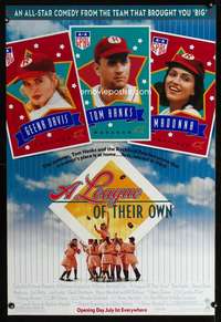 y341 LEAGUE OF THEIR OWN advance one-sheet movie poster '92 Hanks, Madonna