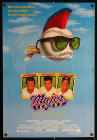 y364 MAJOR LEAGUE one-sheet movie poster '89 Charlie Sheen, baseball!