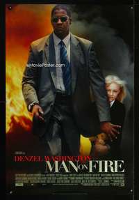 y367 MAN ON FIRE DS one-sheet movie poster '04 Denzel, Dakota Fanning