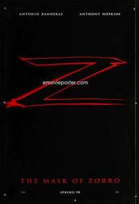 y373 MASK OF ZORRO DS teaser one-sheet movie poster '98 Banderas, Zeta-Jones