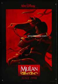 y407 MULAN DS teaser one-sheet movie poster '98 Walt Disney Asian cartoon!