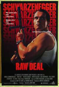y483 RAW DEAL one-sheet movie poster '86 Arnold Schwarzenegger