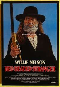 y491 RED-HEADED STRANGER one-sheet movie poster '86 Willie Nelson w/gun!