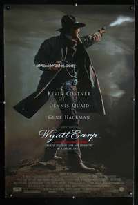 y662 WYATT EARP one-sheet movie poster '94 Kevin Costner shooting gun!