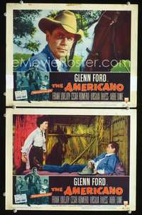 z058 AMERICANO 2 movie lobby cards '55 Glenn Ford, Ursula Thiess