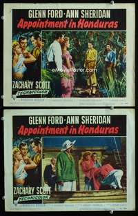 z067 APPOINTMENT IN HONDURAS 2 movie lobby cards '53 sexy Ann Sheridan!