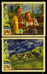 z076 BAGDAD 2 movie lobby cards '50 sexy Arabian gypsy Maureen O'Hara!