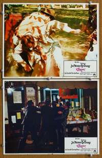 z186 CHINATOWN 2 movie lobby cards '74 Jack Nicholson fighting!