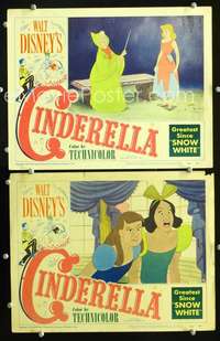 z191 CINDERELLA 2 movie lobby cards '50 Walt Disney classic cartoon!