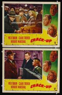 z207 CRACK-UP 2 movie lobby cards '46O'Brien,Claire Trevor,Marshall