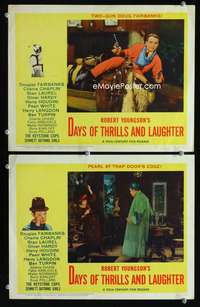 z225 DAYS OF THRILLS & LAUGHTER 2 movie lobby cards '61 Doug Fairbanks