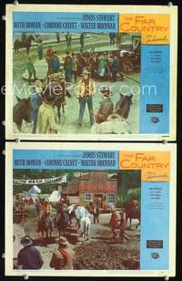 z279 FAR COUNTRY 2 movie lobby cards '55 James Stewart, Walter Brennan