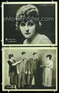 z385 HER OWN MONEY 2 movie lobby cards '22 Ethel Clayton, Warner Baxter