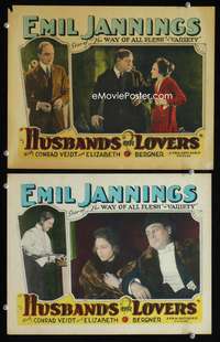 z414 HUSBANDS OR LOVERS 2 movie lobby cards '24 Emil Jannings, Bergner