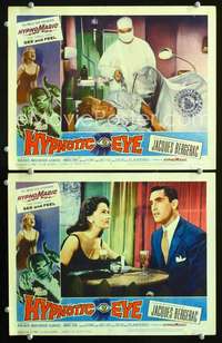 z415 HYPNOTIC EYE 2 movie lobby cards '60 Jacques Bergerac, hypnosis!