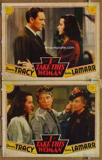 z419 I TAKE THIS WOMAN 2 movie lobby cards '39 Hedy Lamarr, Tracy
