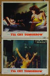 z424 I'LL CRY TOMORROW 2 movie lobby cards '55 Susan Hayward, Conte