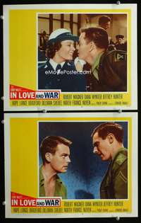 z429 IN LOVE & WAR 2 movie lobby cards '58 Robert Wagner, Wynter