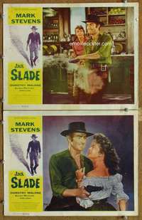 z448 JACK SLADE 2 movie lobby cards '53 Mark Stevens, Dorothy Malone