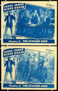 z453 JESSE JAMES RIDES AGAIN 2 Chap 3 movie lobby cards '47 Clay Moore