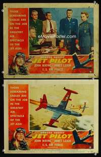 z454 JET PILOT 2 movie lobby cards '57 John Wayne, Howard Hughes
