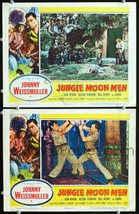 z462 JUNGLE MOON MEN 2 movie lobby cards '55 cool Weissmuller sci-fi!