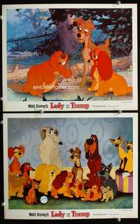 z478 LADY & THE TRAMP 2 movie lobby cards R62 Walt Disney classic!