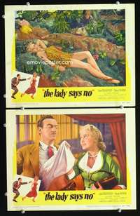 z481 LADY SAYS NO 2 movie lobby cards '51 Joan Caulfield, David Niven