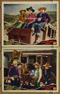 z495 LAW RIDES AGAIN 2 movie lobby cards '43 Ken Maynard, Trail Blazers