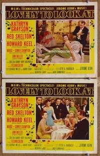 z523 LOVELY TO LOOK AT 2 movie lobby cards '52 Kathryn Grayson, Skelton