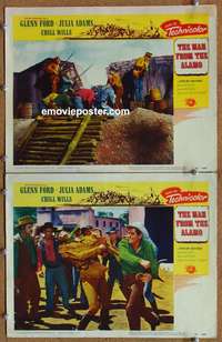 z546 MAN FROM THE ALAMO 2 movie lobby cards '53 Boetticher, Glenn Ford