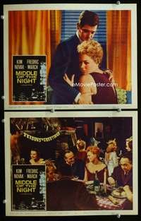 z575 MIDDLE OF THE NIGHT 2 movie lobby cards '59 Kim Novak, March