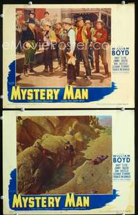 z604 MYSTERY MAN 2 movie lobby cards '44 Boyd as Hopalong Cassidy!