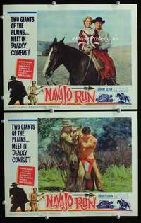 z608 NAVAJO RUN 2 movie lobby cards '64 AIP Native American man-killing!