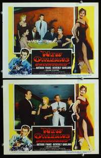 z609 NEW ORLEANS UNCENSORED 2 movie lobby cards '54 Beverly Garland