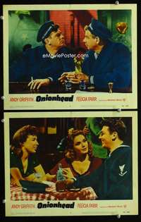 z645 ONIONHEAD 2 movie lobby cards '58 Andy Griffith, Felicia Farr