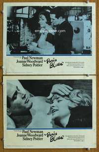 z657 PARIS BLUES 2 movie lobby cards '61 Paul Newman, Joanne Woodward