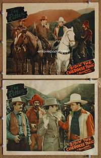 z710 RIDIN' THE CHEROKEE TRAIL 2 movie lobby cards '41 Tex Ritter