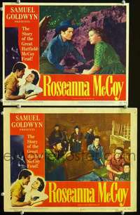 z730 ROSEANNA MCCOY 2 movie lobby cards '49 Farley Granger, Joan Evans